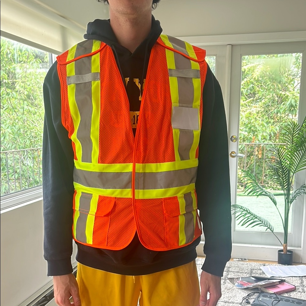 High-Visibility Safety Vest - Orange and Yellow